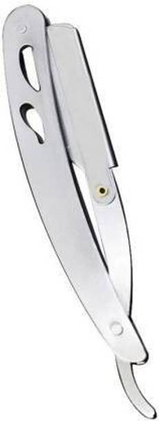 shri kanth art Stainless Steel Straight Edge Barber Razor. Antique Silver Folding Stainless Steel Straight Razor, Men & Women
