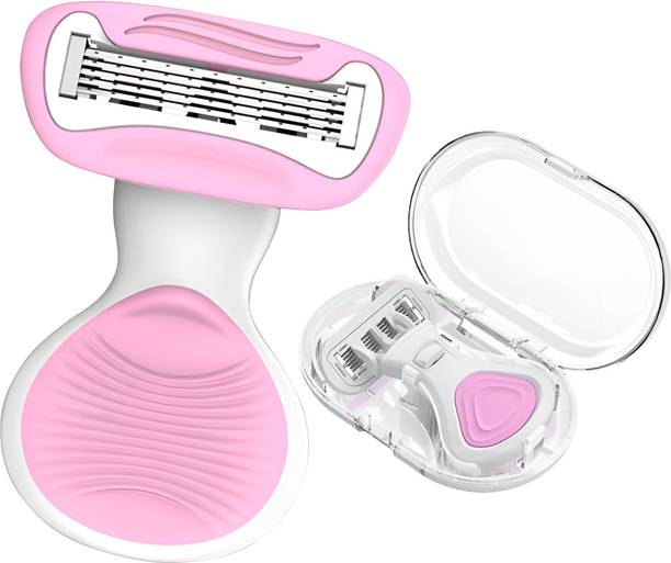 Mokleva 5-Blade Mini Travel Reusable Body & Face Hair Removal Razor With Travel Case, Men & Women