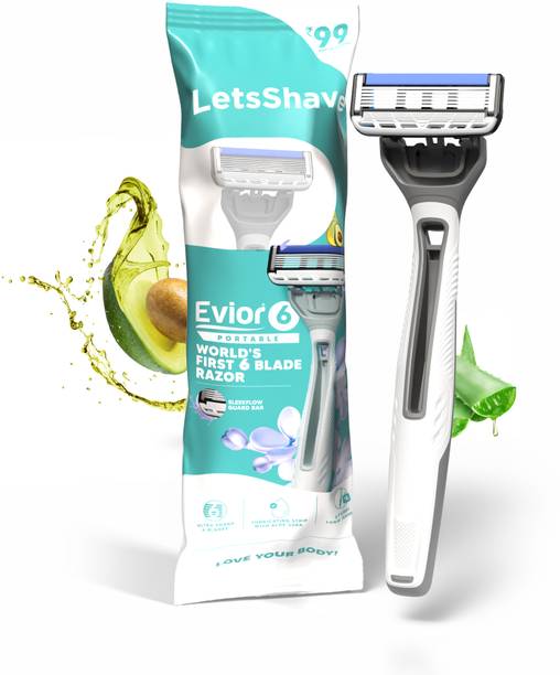 LetsShave Evior 6 Portable Razor World's First 6 Blade Razor with Lubricating Strip, Women