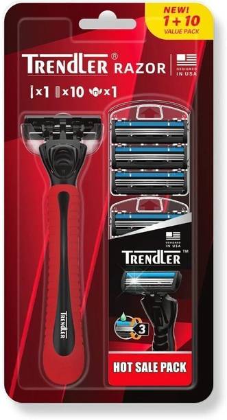 TRENDLER Razor for Men with 3 Blade & 10 Cartridge Full Body Razor, Men