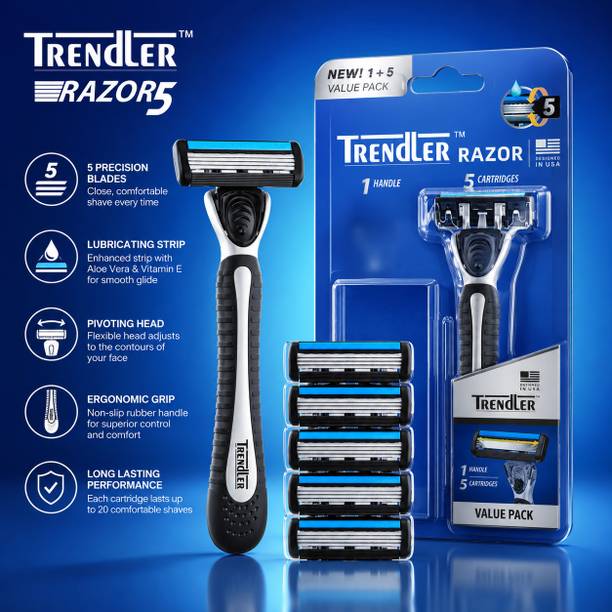 TRENDLER 5Blade + 5Catridge Razor Comfort Shave Value Pack, Men