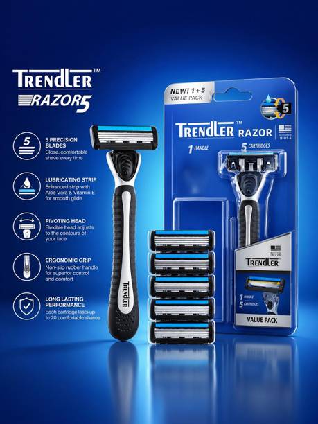 TRENDLER 5Blade + 5Catridge Razor Comfort Shave Value Pack, Men