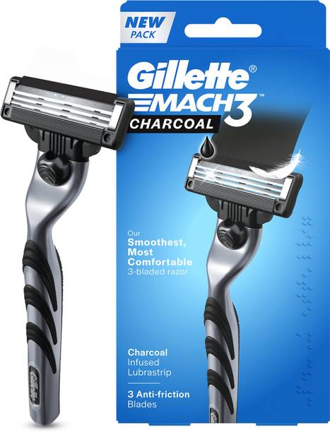 Gillette Mach3 Charcoal Shaving Razor for men with New Exfoliating Charcoal Lubrastrip, Men