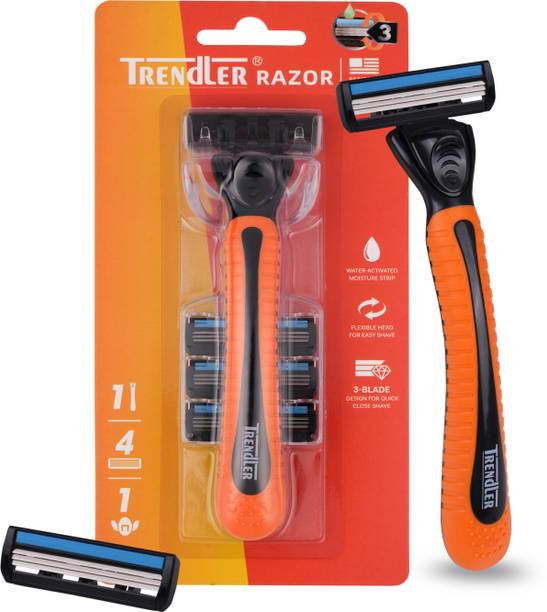 TRENDLER Shaving Razor for Men (Handle + 4 Cartridges), Men, Men & Women