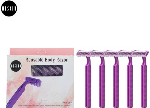 Meskin 5-Pack Reusable Body Razor for Women – (Purple), Women