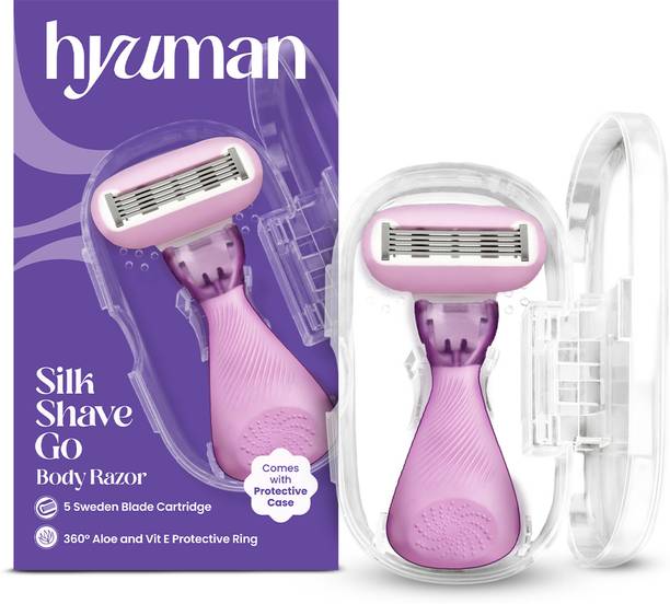 Hyuman Body Razor for Women Hair Removal |With Travel Case | 5-Blade | Aloe & Vit E Bar, Women