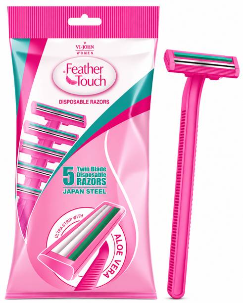 VI-JOHN Feather Touch TwinBlade Shaving Razors With Lubricating AloeVera Strip One Set, Women