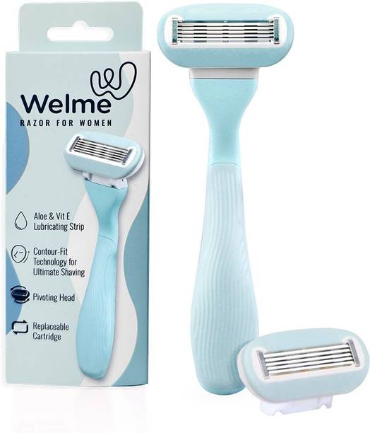WELME Body Razor for Sharp & Smooth Shave 5 Blade Cartridge Blue, Women