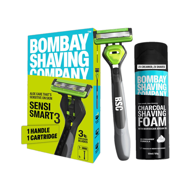 BOMBAY SHAVING COMPANY Sensi Smart 1 Shaving Razor for Men (Handle + Cartridge + Shaving Foam), Men