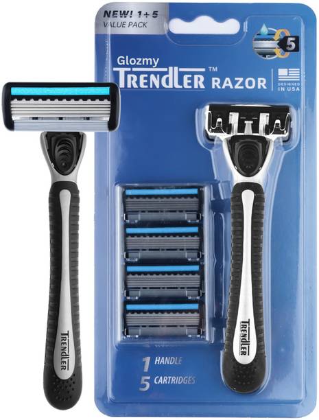 Clozmy Ultra Glide 5 Blade Precision Razor Value Pack (1 Handle + 5 Cartridges), Men