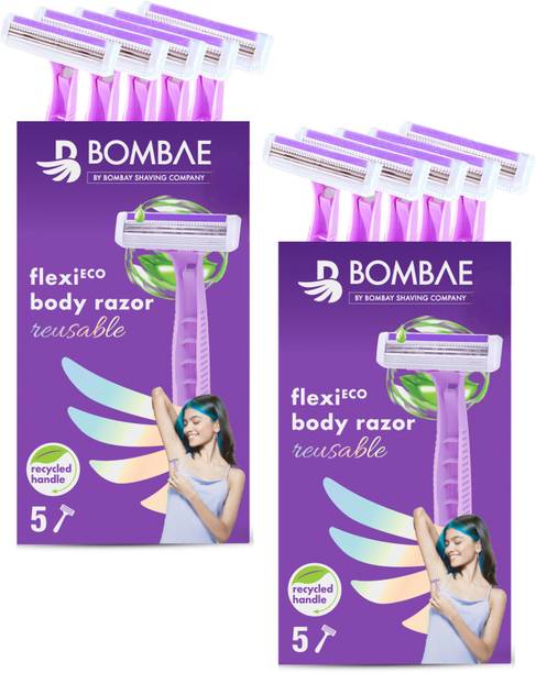 Bombae FlexiEco Reusable Razor for Women | Hair Remover for Arms, Bikini, Legs, Women