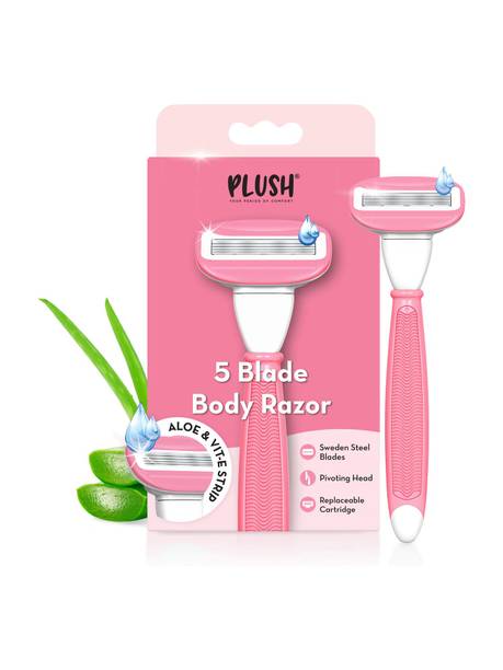 PLUSH 5 Blade Body Razor with Aloe vera for smooth shave (replacable cartridges), Women