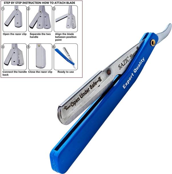 SAZIC Barber Shaving Razor with 10 Blades, Matte Finish Plastic Handle for Grooming, Men