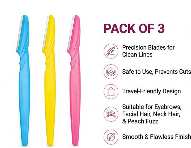 Wistora Enterprises Professional Beauty Razor Pack of 3 | Eyebrow & Face Razor, Men & Women