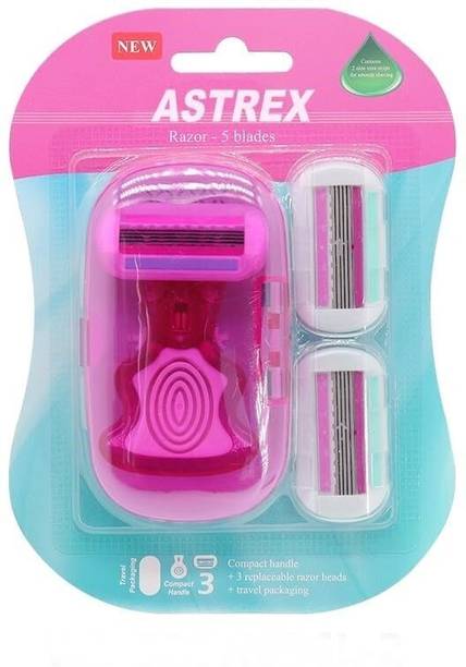 Teqbot Women's 5-Blade Razor with Pivoting Head, Compact Handle, 3 Cartridges FOR, Women