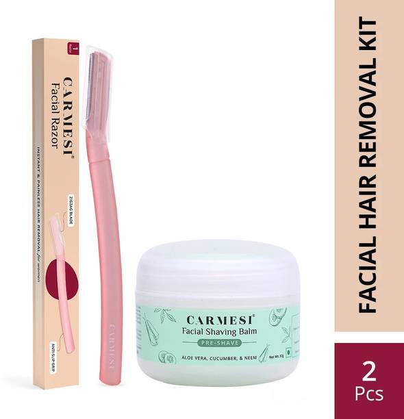Carmesi Facial Shavig Combo - 1 Face Razor & Pre-Shave Facial Shaving Balm (50g) Combo, Women