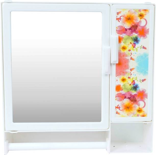 Epraiser SMALL 2 Door Mirror Storage Wall Cabinet for Bathroom Kitchen Medicines Makeup Plastic Wall Mount Cabinet