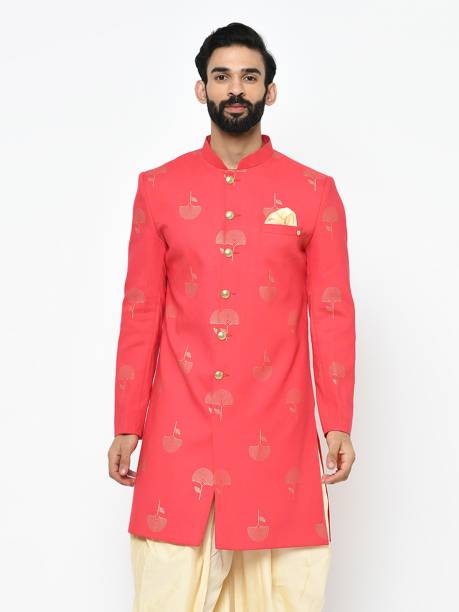 Kisah Kisah Men's Pink Sherwani Embroidered Sherwani