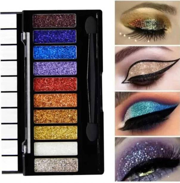 KHEJDO Glitter Eyeshadow Palette, 10 Colors Sparkle Shimmer Eye Shadow