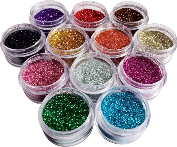 VIZO Dazzling supreme quality multicolour glitter powder (Pink, Grey, Black)