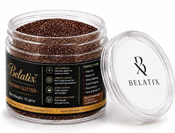 belatix Brown Glitter Powder for Face, Body, Nails & Hair | Fine Shimmer Sparkle Dust |