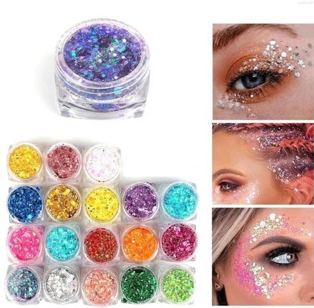 QWLEZ Waterproof 12 Color Sparkle Shimmer Glitter Powder for Makeup