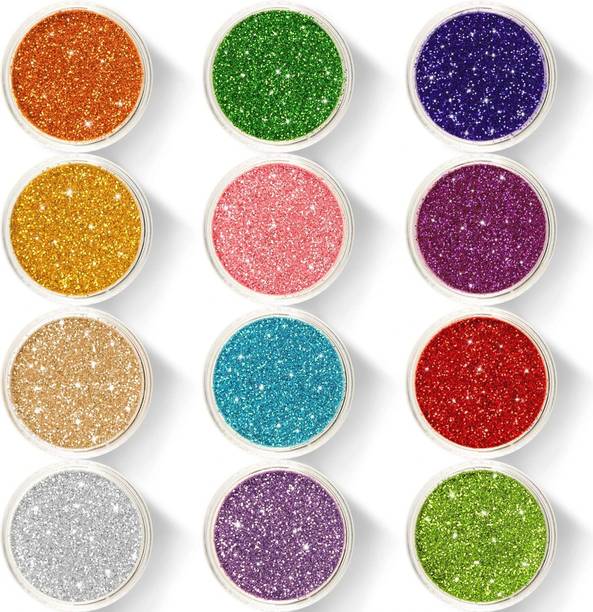 QWLEZ Bright 12 Color Glitter Shimmer Powder for Makeup