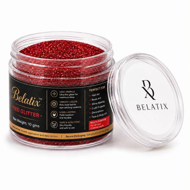 belatix Red Glitter Powder for Face, Body, Nails & Hair | Fine Shimmer Sparkle Dust |