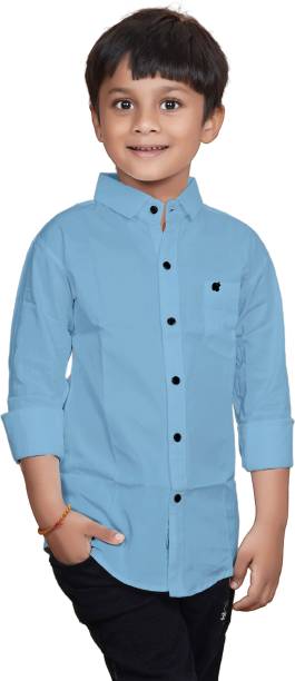SKY PEARL Boys Solid Casual Light Blue Shirt