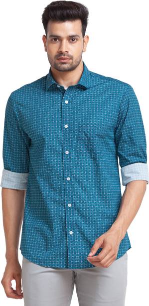 Men Tailored Fit Printed Slim Collar Casual Shirt
