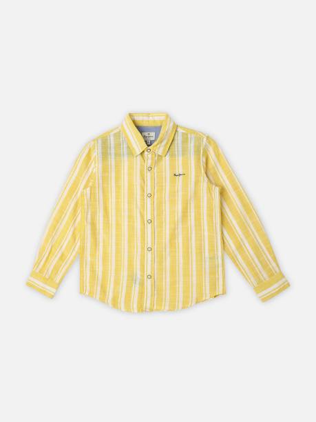 Pepe Jeans Boys Striped Casual Yellow, White Shirt