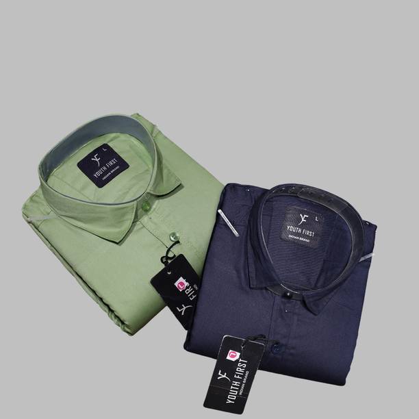 youth first Men Relaxed Fit Fit Solid Spread Collar Formal Shirt