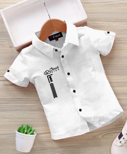 Cloud Kids Boys Solid Casual White Shirt