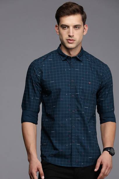 Men Super Slim Fit Checkered Spread Collar Casual Shirt