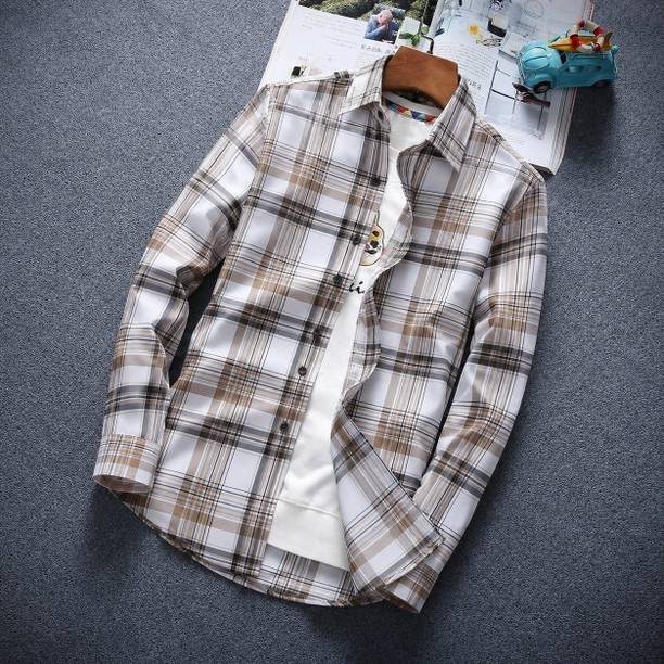 Men Regular Fit Checkered, Printed Spread Collar Casual Shirt