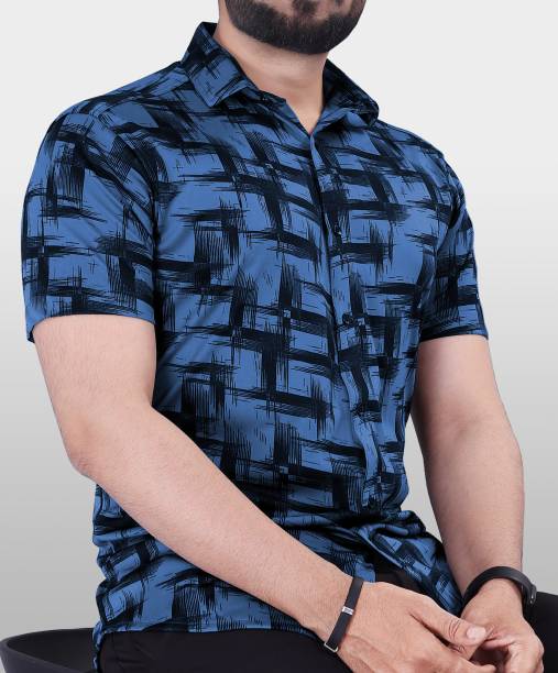 Men Regular Fit Printed Slim Collar Casual Shirt Price in India