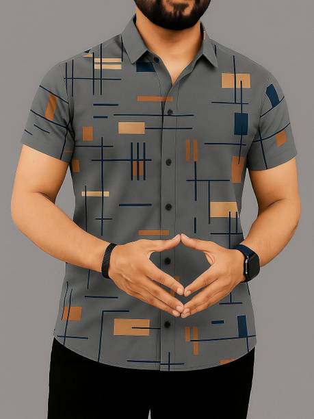 Men Regular Fit Printed Slim Collar Casual Shirt