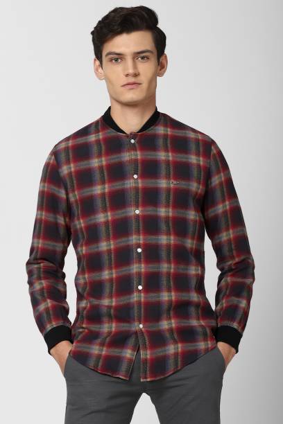 Men Super Slim Fit Checkered Spread Collar Casual Shirt Price in India