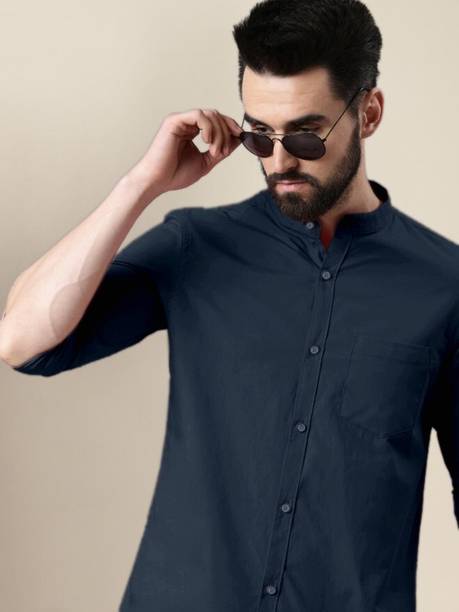 METRONAUT Men Solid Casual Dark Blue Shirt