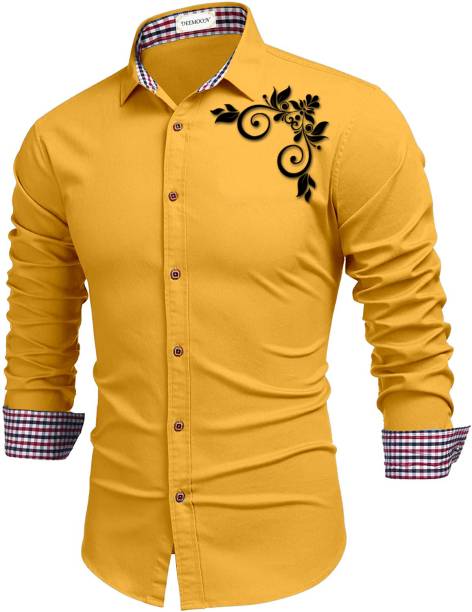 Men Tailored Fit Floral Print Button Down Collar Casual Shirt Price in India