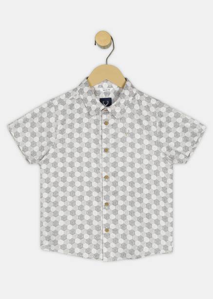 Boys Regular Fit Printed Spread Collar Casual Shirt