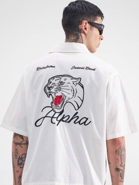 Men Boxy Fit Printed Cut Away Collar Casual Shirt