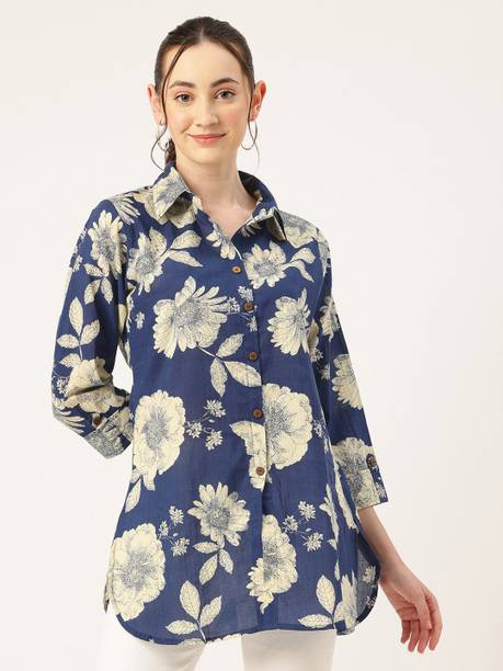 Women Regular Fit Floral Print Button Down Collar Casual Shirt