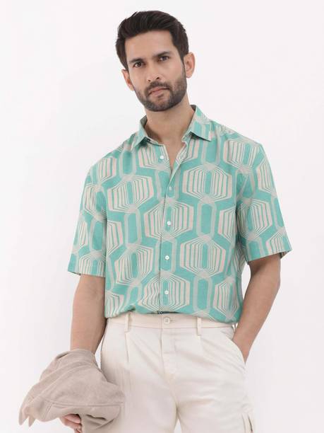 Men Boxy Fit Geometric Print Casual Shirt