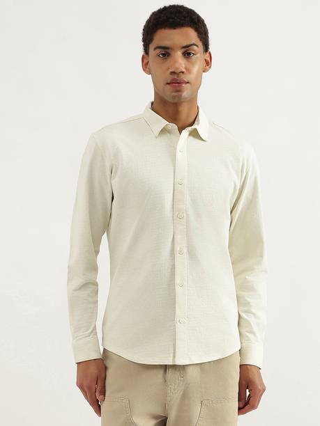 Men Slim Fit Self Design Casual Shirt