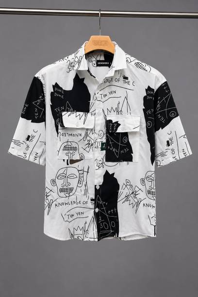 Men Relaxed Fit Fit Printed, Graphic Print Spread Collar Casual Shirt