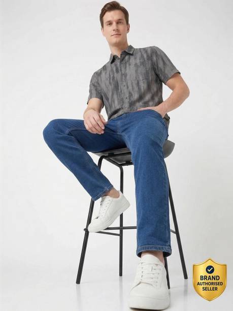 Wrangler Men Printed Casual Grey Shirt