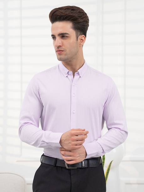 Men Comfort Fit Fit Striped Button Down Collar Formal Shirt
