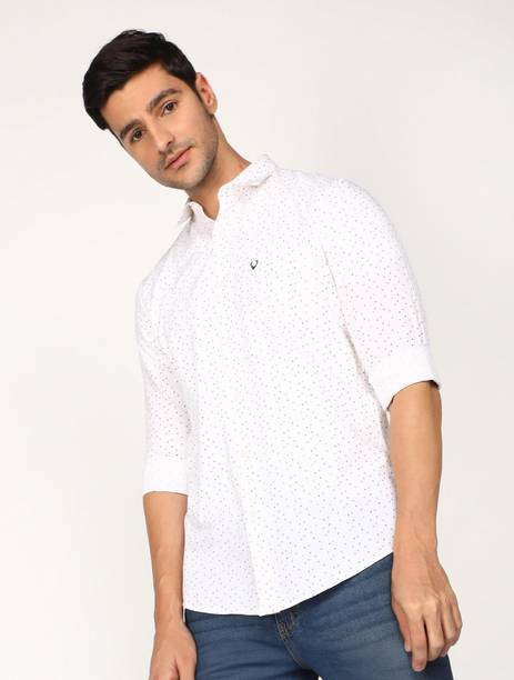 Men Slim Fit Printed Cut Away Collar Casual Shirt