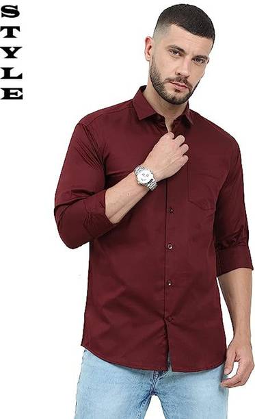 Ornate Queen Men Slim Fit Solid Slim Collar Formal Shirt